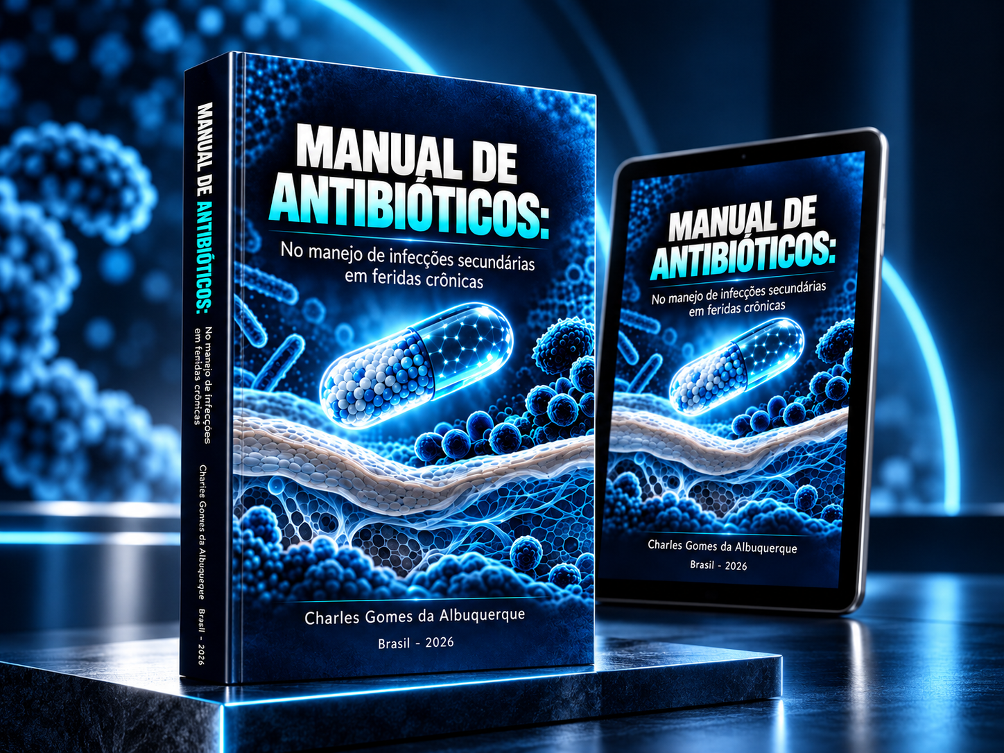 Manual de Antibióticos de Dr. Charles Albuquerque, versões física e digital